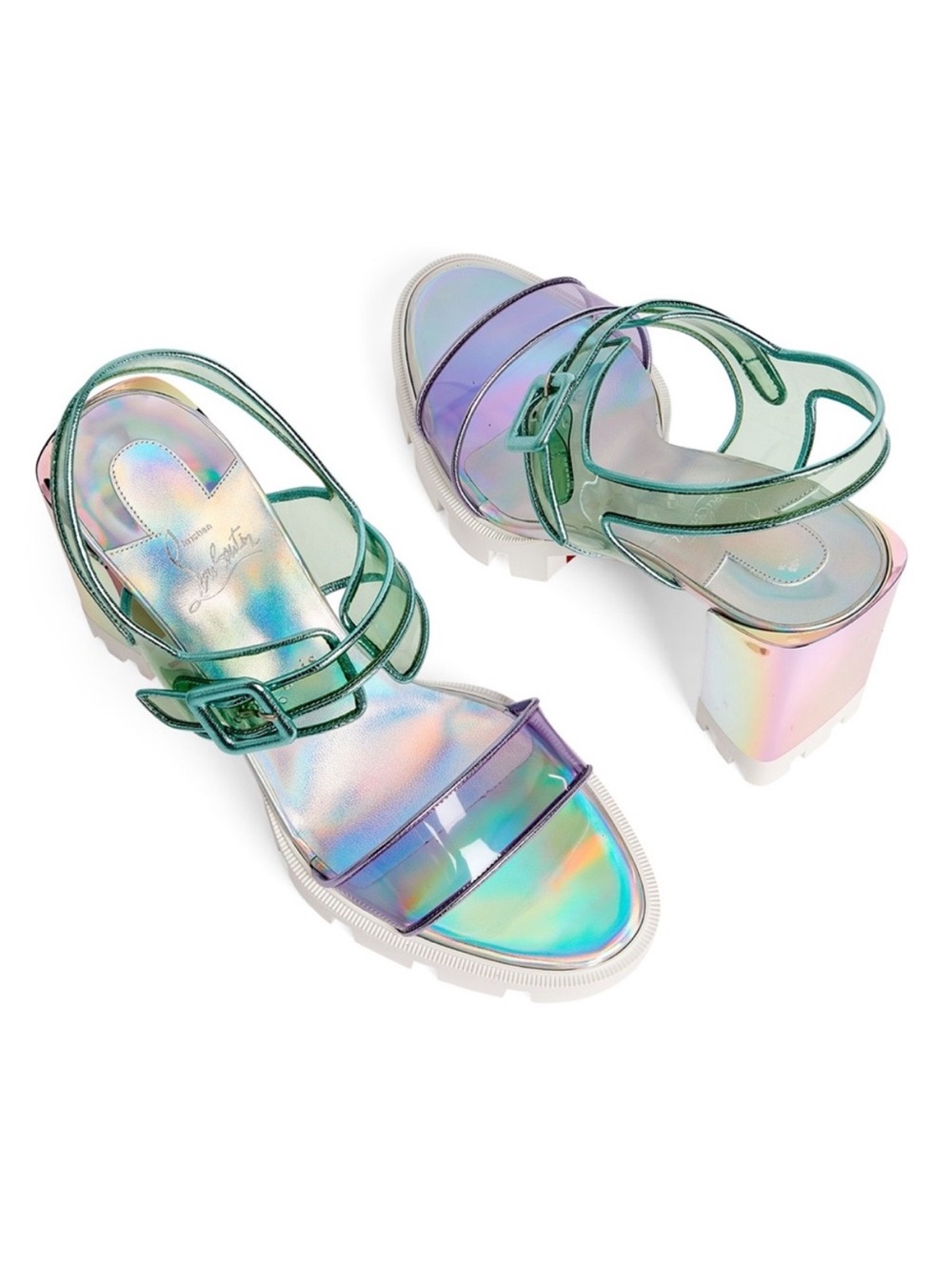 Christian Louboutin Duniss lug holographic iridescent pvc heels - Picture 4 of 11